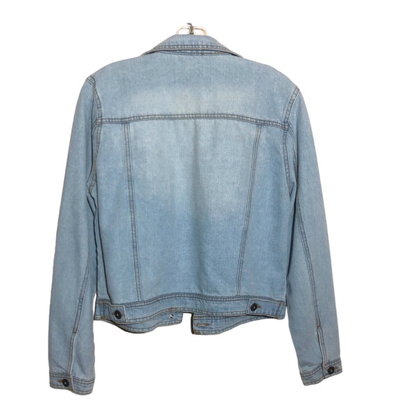 Highway Jeans Denim Jacket Large Button Up Distressed Light Wash Long Sleeve - Picture 2 of 11